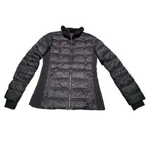 Nautica‎ Black Puffer Jacket Faux Fur Collar Quilted Zip Front Women Size Small